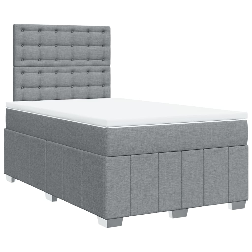 Boxspringbett mit Matratze Hellgrau 120x190 cm Stoff