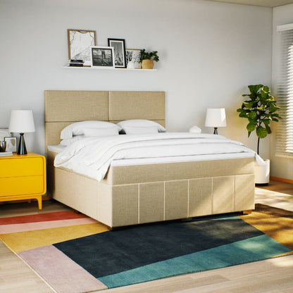 Boxspringbett mit Matratze Creme 180x200 cm Stoff