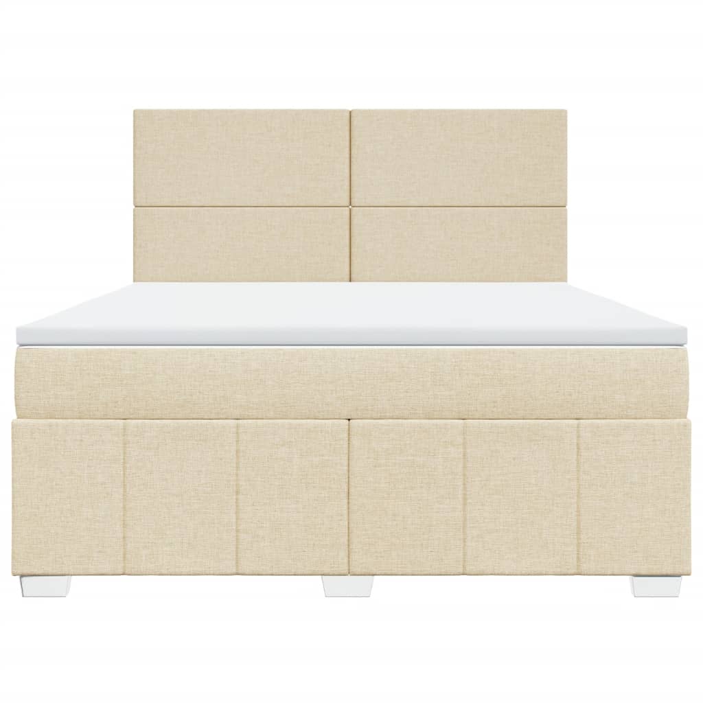 Boxspringbett mit Matratze Creme 180x200 cm Stoff