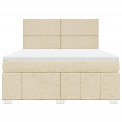 Boxspringbett mit Matratze Creme 180x200 cm Stoff