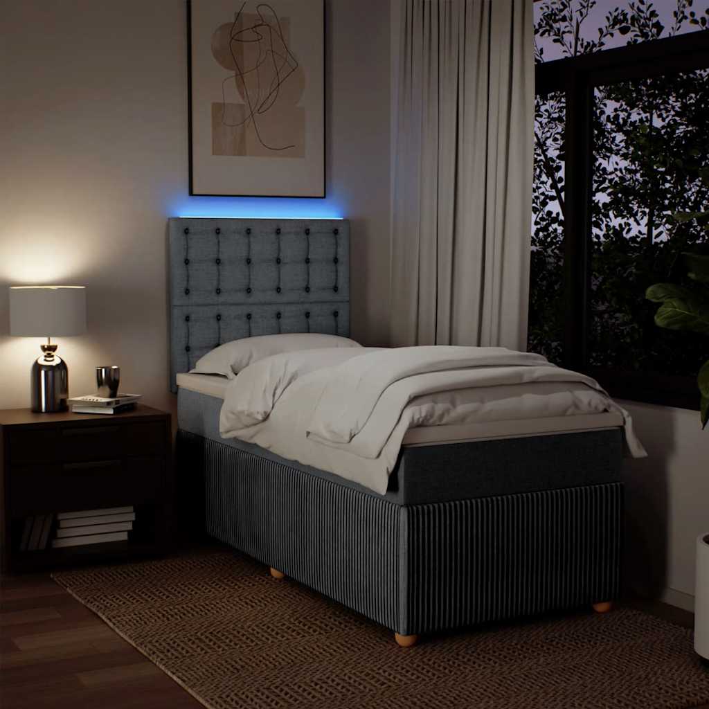 Boxspringbett mit Matratze Hellgrau 80x200 cm Stoff