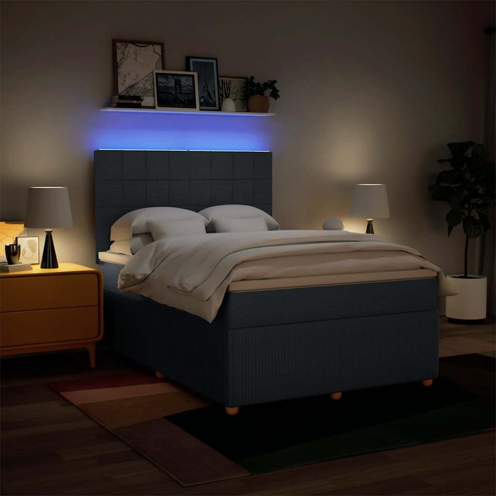 Boxspringbett mit Matratze Blau 160x200 cm Stoff