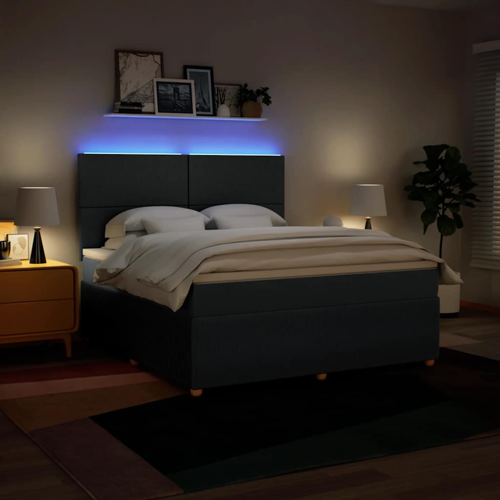 Boxspringbett mit Matratze Blau 180x200 cm Stoff