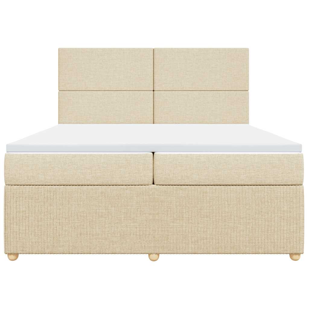 Boxspringbett mit Matratze Creme 200x200 cm Stoff