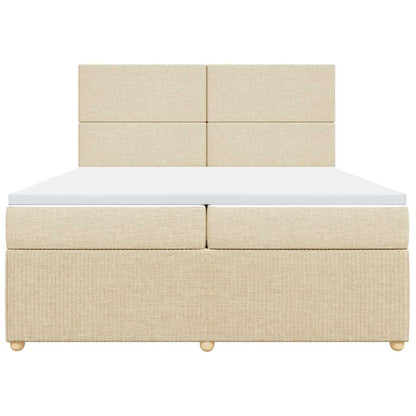 Boxspringbett mit Matratze Creme 200x200 cm Stoff