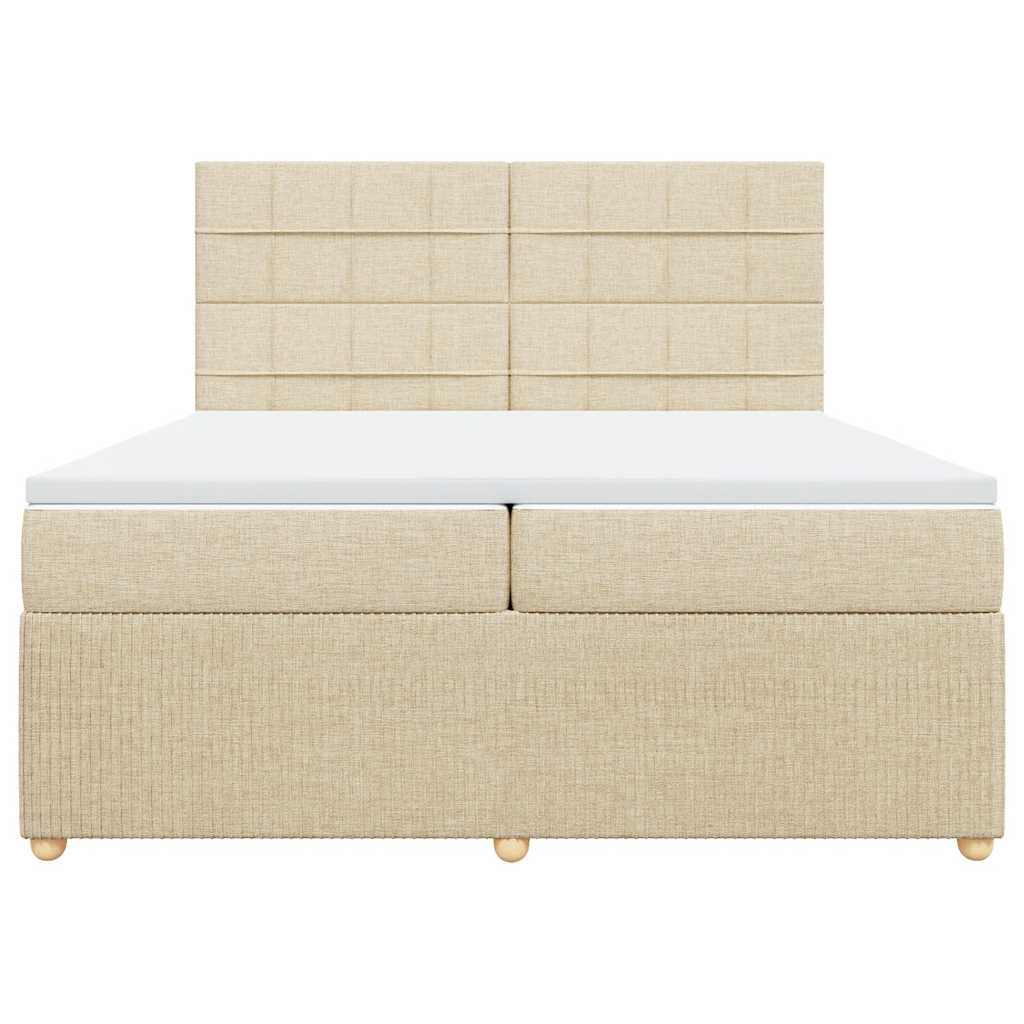 Boxspringbett mit Matratze Creme 200x200 cm Stoff
