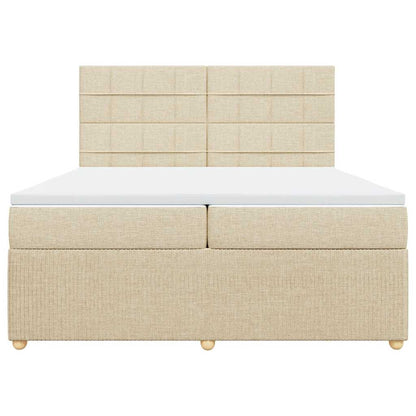 Boxspringbett mit Matratze Creme 200x200 cm Stoff