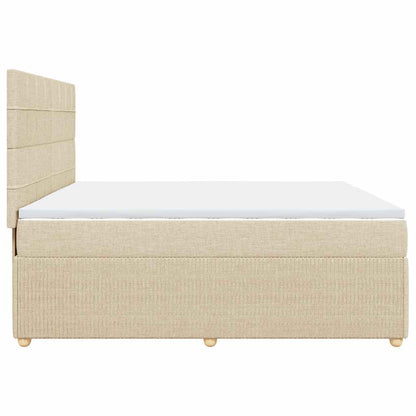 Boxspringbett mit Matratze Creme 200x200 cm Stoff