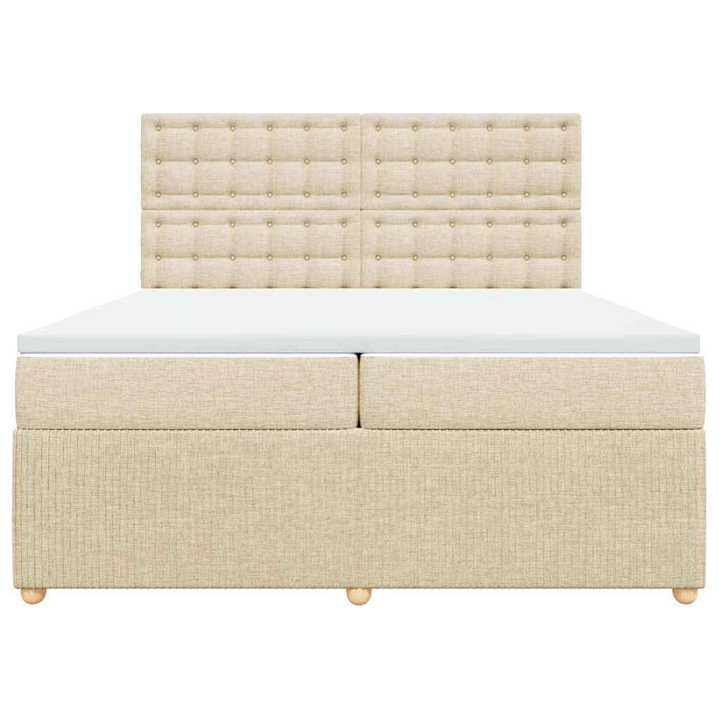 Boxspringbett mit Matratze Creme 200x200 cm Stoff