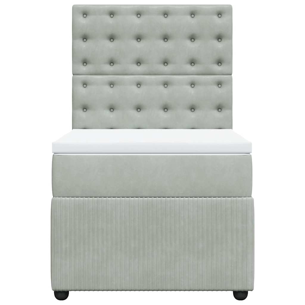 Boxspringbett mit Matratze Hellgrau 90x190 cm Samt