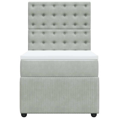 Boxspringbett mit Matratze Hellgrau 100x200 cm Samt