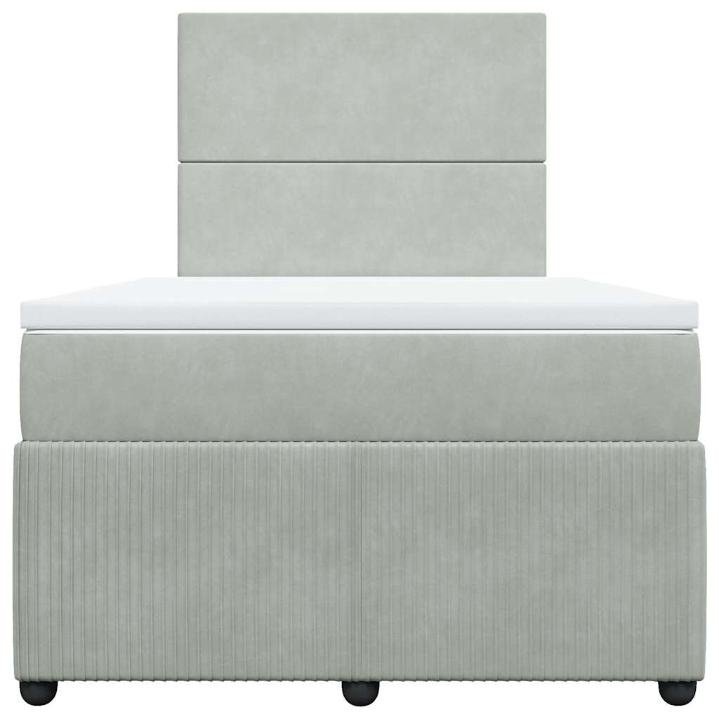 Boxspringbett mit Matratze Hellgrau 120x190 cm Samt