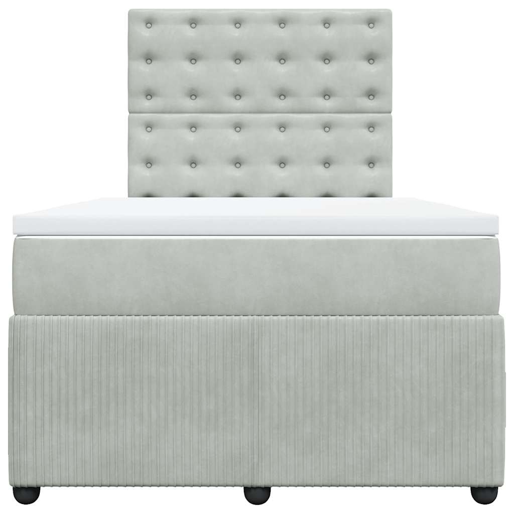 Boxspringbett mit Matratze Hellgrau 120x190 cm Samt