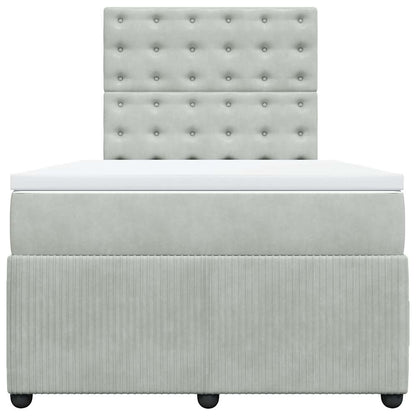 Boxspringbett mit Matratze Hellgrau 120x190 cm Samt