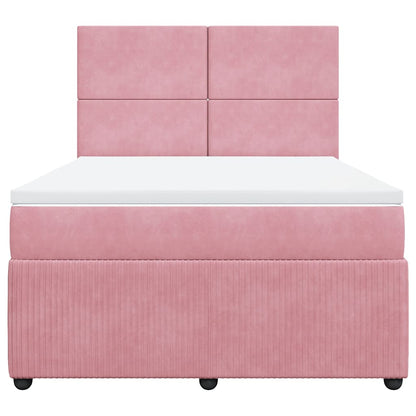Boxspringbett mit Matratze Rosa 140x200 cm Samt