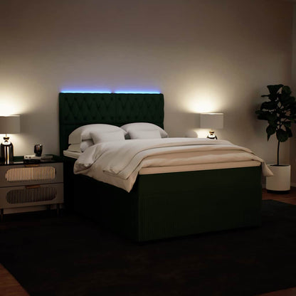 Boxspringbett mit Matratze Dunkelgrün 140x200 cm Samt