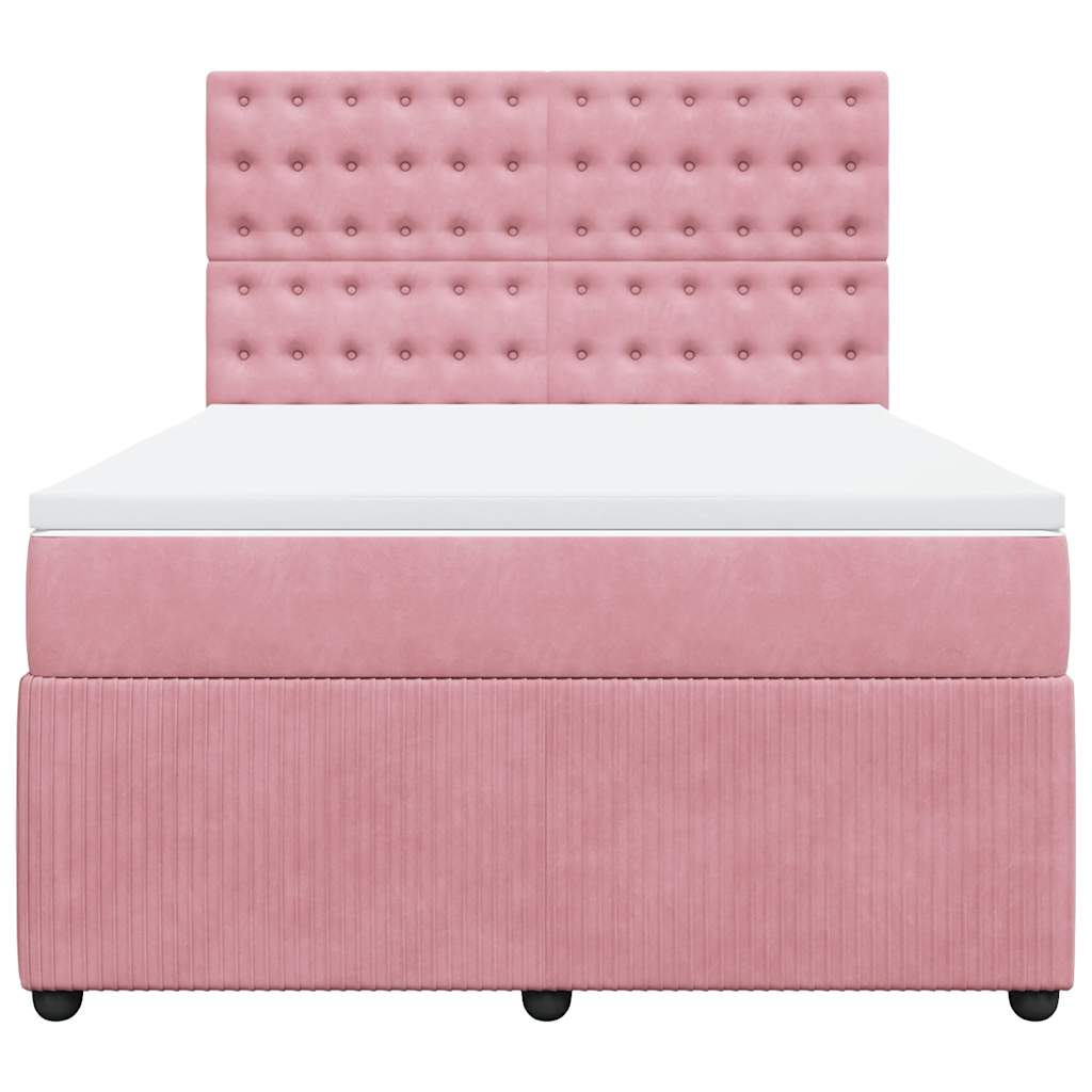 Boxspringbett mit Matratze Rosa 140x200 cm Samt