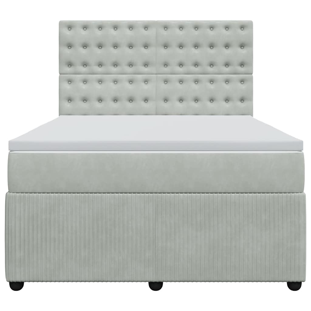 Boxspringbett mit Matratze Hellgrau 160x200 cm Samt