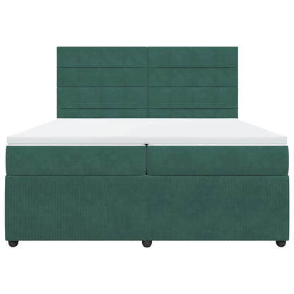 Boxspringbett mit Matratze Dunkelgrün 200x200 cm Samt