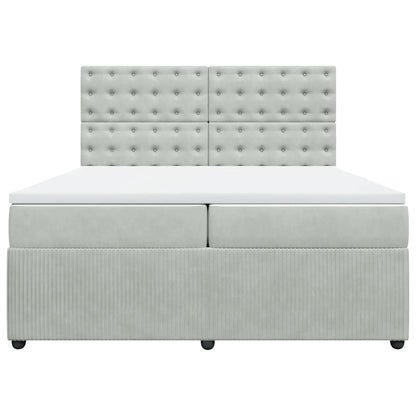 Boxspringbett mit Matratze Hellgrau 200x200 cm Samt