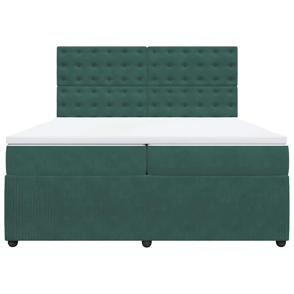 Boxspringbett mit Matratze Dunkelgrün 200x200 cm Samt