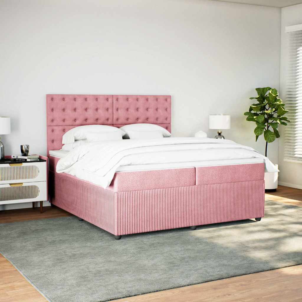 Boxspringbett mit Matratze Rosa 200x200 cm Samt