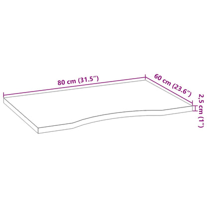 Schreibtischplatte Unbehandelt 80x60x2,5 cm Massivholz Eiche