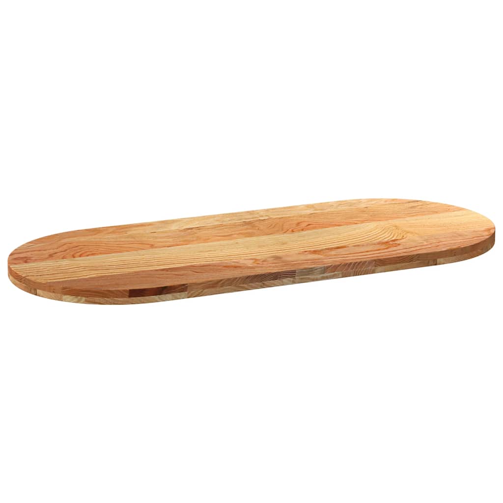Tischplatte Hellbraun 140x60x4 cm Massivholz Eiche Oval