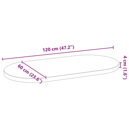 Tischplatte Dunkelbraun 120x60x4 cm Massivholz Eiche Oval