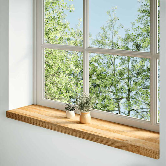 Fensterbänke 2 Stk. Hellbraun 100x30x2 cm Massivholz Eiche