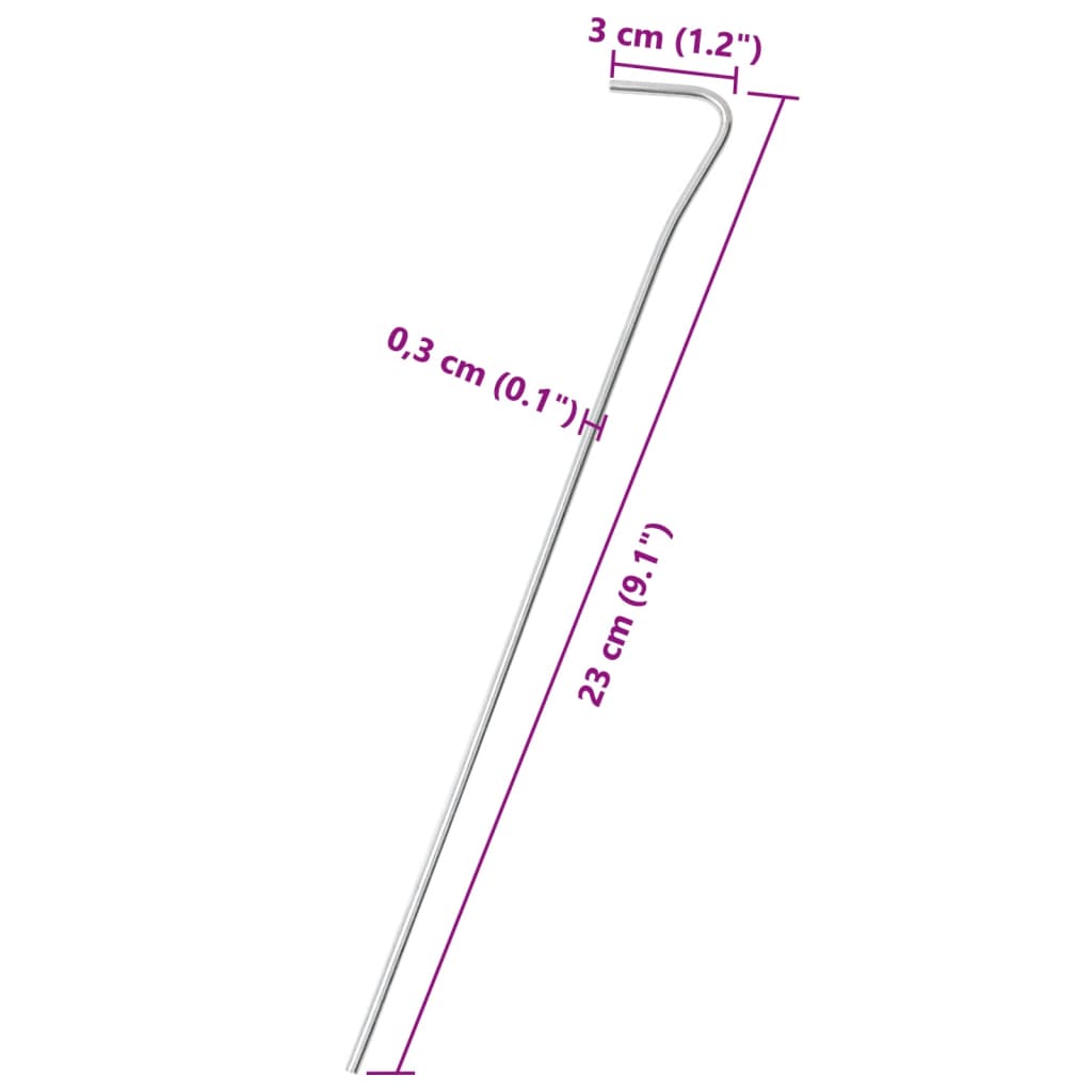 Zeltheringe 50 Stk. 23 cm Ø3 mm Verzinkter Stahl
