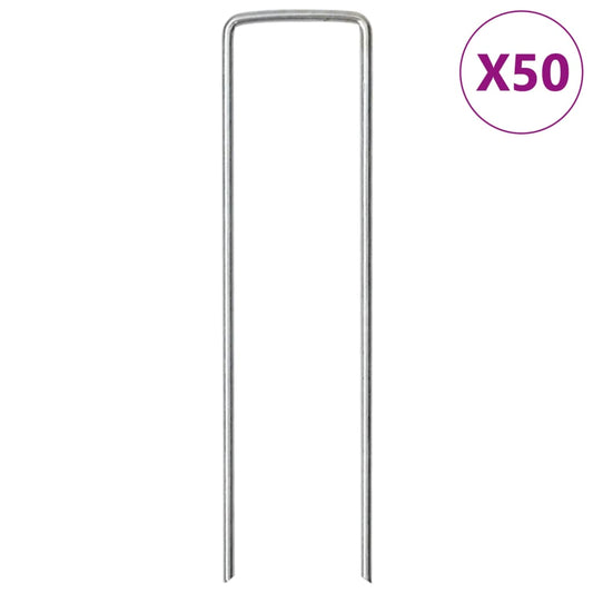 Bodenanker 50 Stk. U-Form 15x3,5 cm Verzinkter Stahl