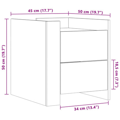 Sengebord brun eg look 45x50x50 cm træmateriale