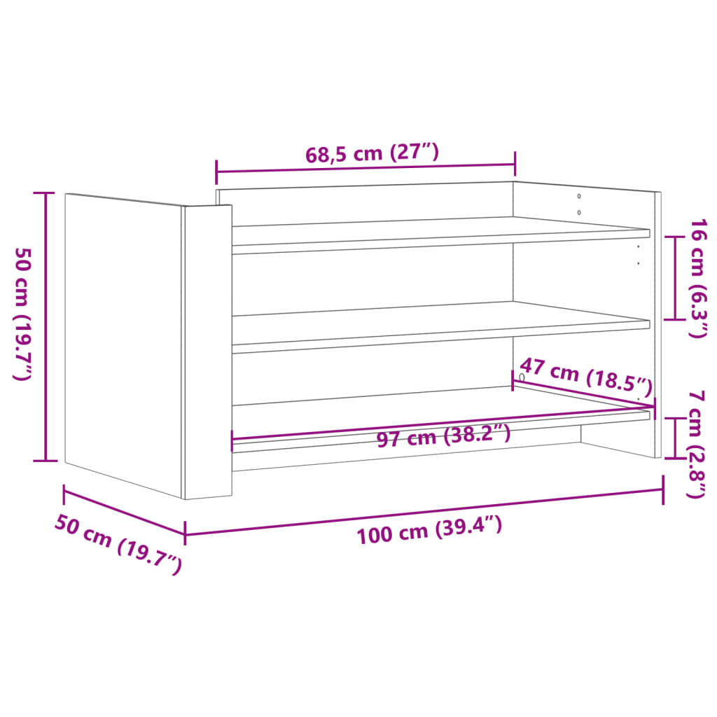 Sofabord Hvid 100x50x50 cm Træ Materiale