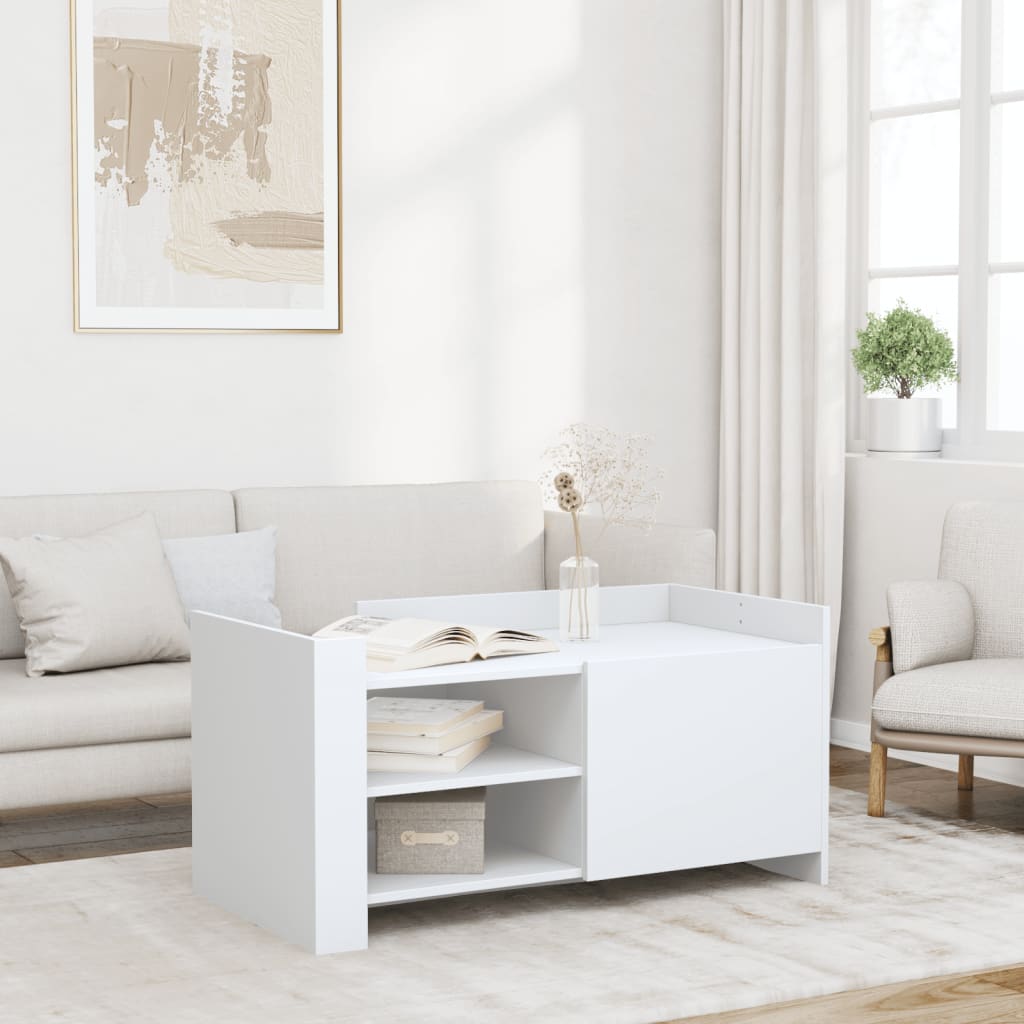 Sofabord Hvid 100x50x50 cm Træ Materiale