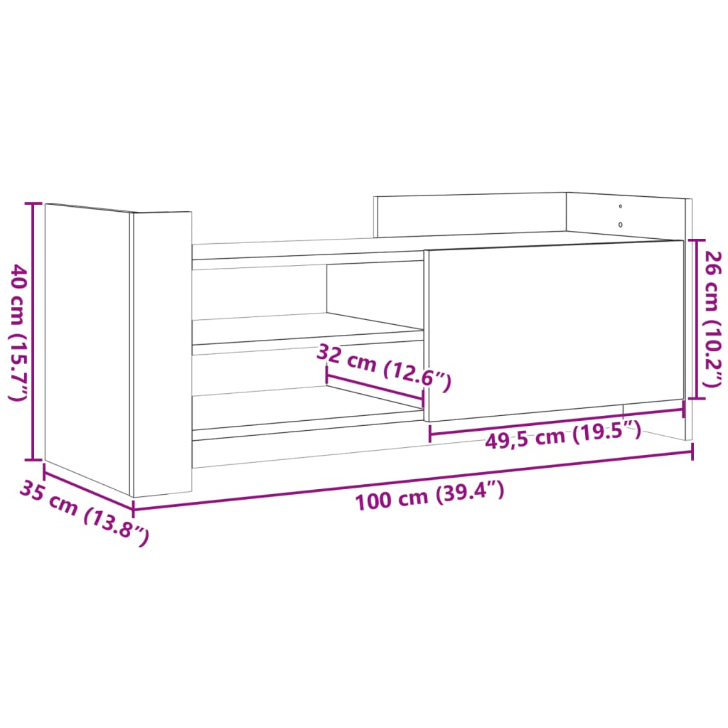 TV-skab Sort 100x35x40 cm Træ Materiale