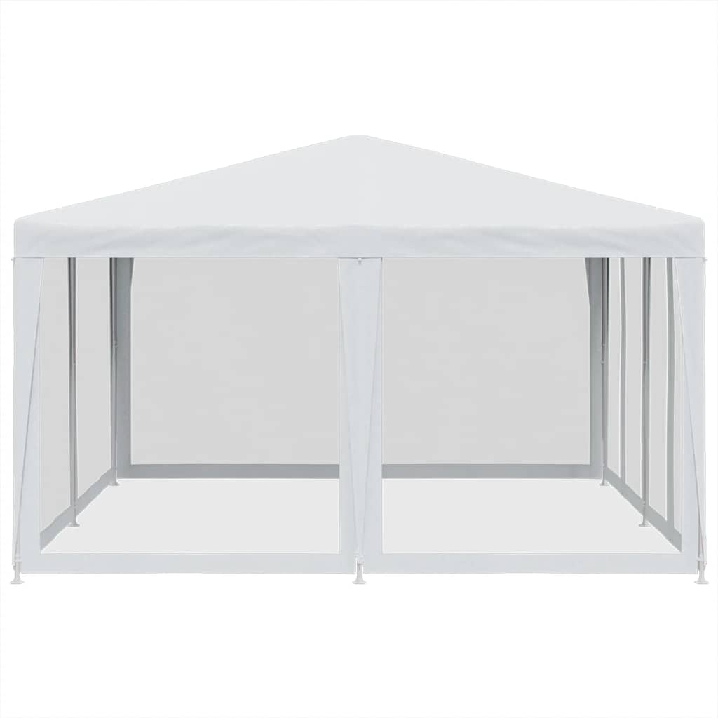 Partyzelt mit 8 Mesh-Seitenteilen Weiß 4x4 m HDPE