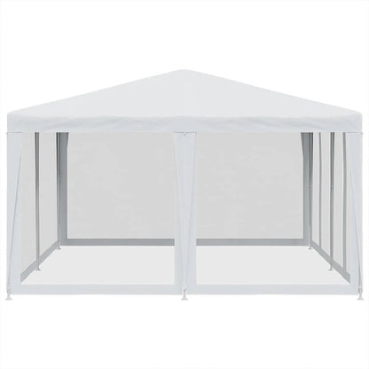 Partyzelt mit 8 Mesh-Seitenteilen Weiß 4x4 m HDPE