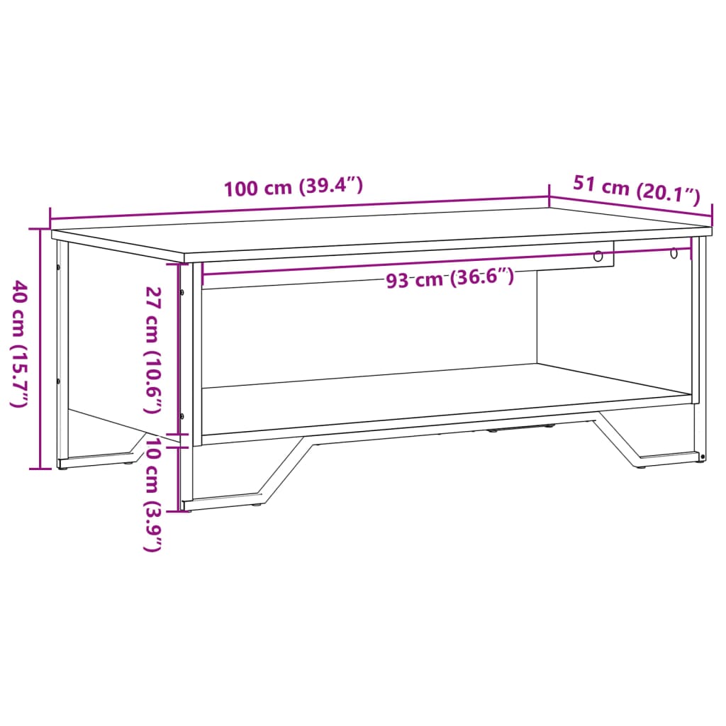 Sofabord røget eg 100x51x40 cm træmateriale