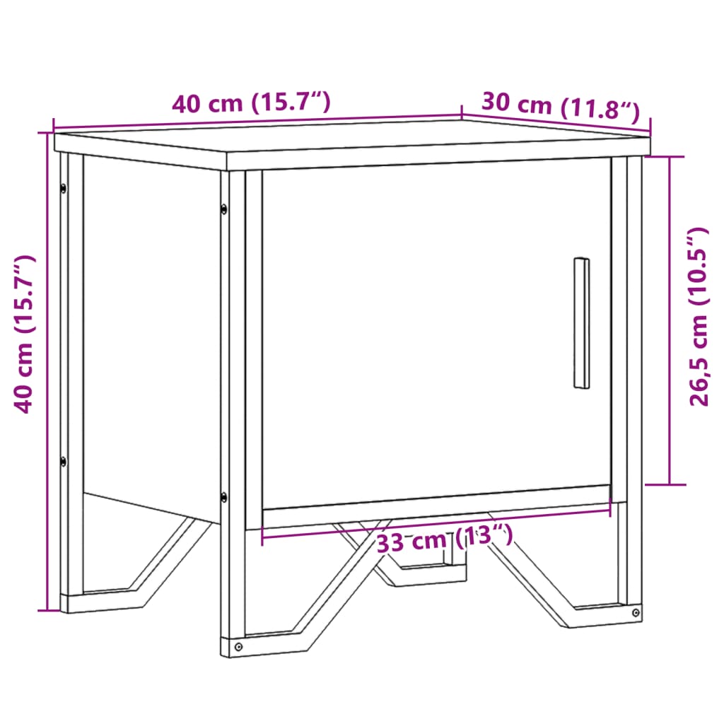 Nachttisch Grau Sonoma 40x30x40 cm Holzwerkstoff