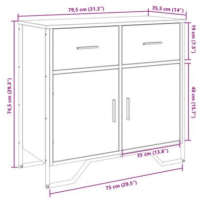 Skænk røget eg 79,5x35,5x74,5 cm træmateriale