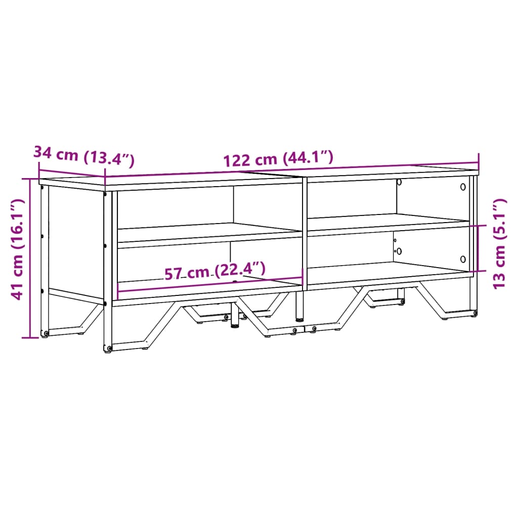 TV-skab Sort 122x34x41 cm Træ Materiale
