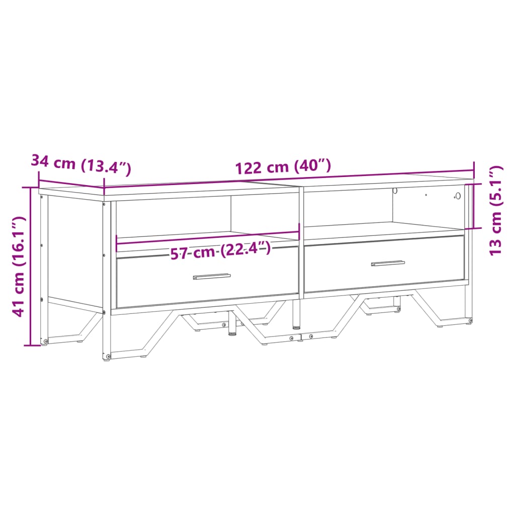 TV-skab Sort 122x34x41 cm Træ Materiale