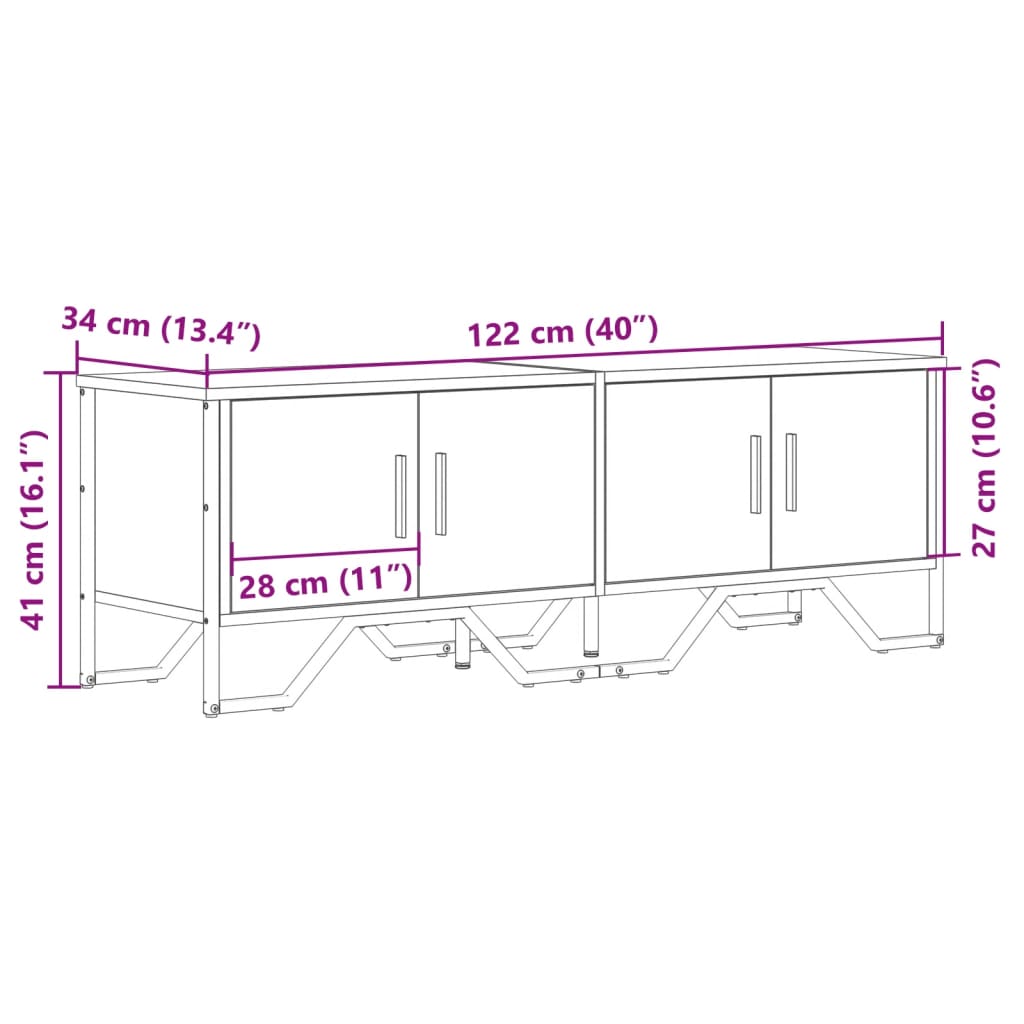 TV-skab Sort 122x34x41 cm Træ Materiale