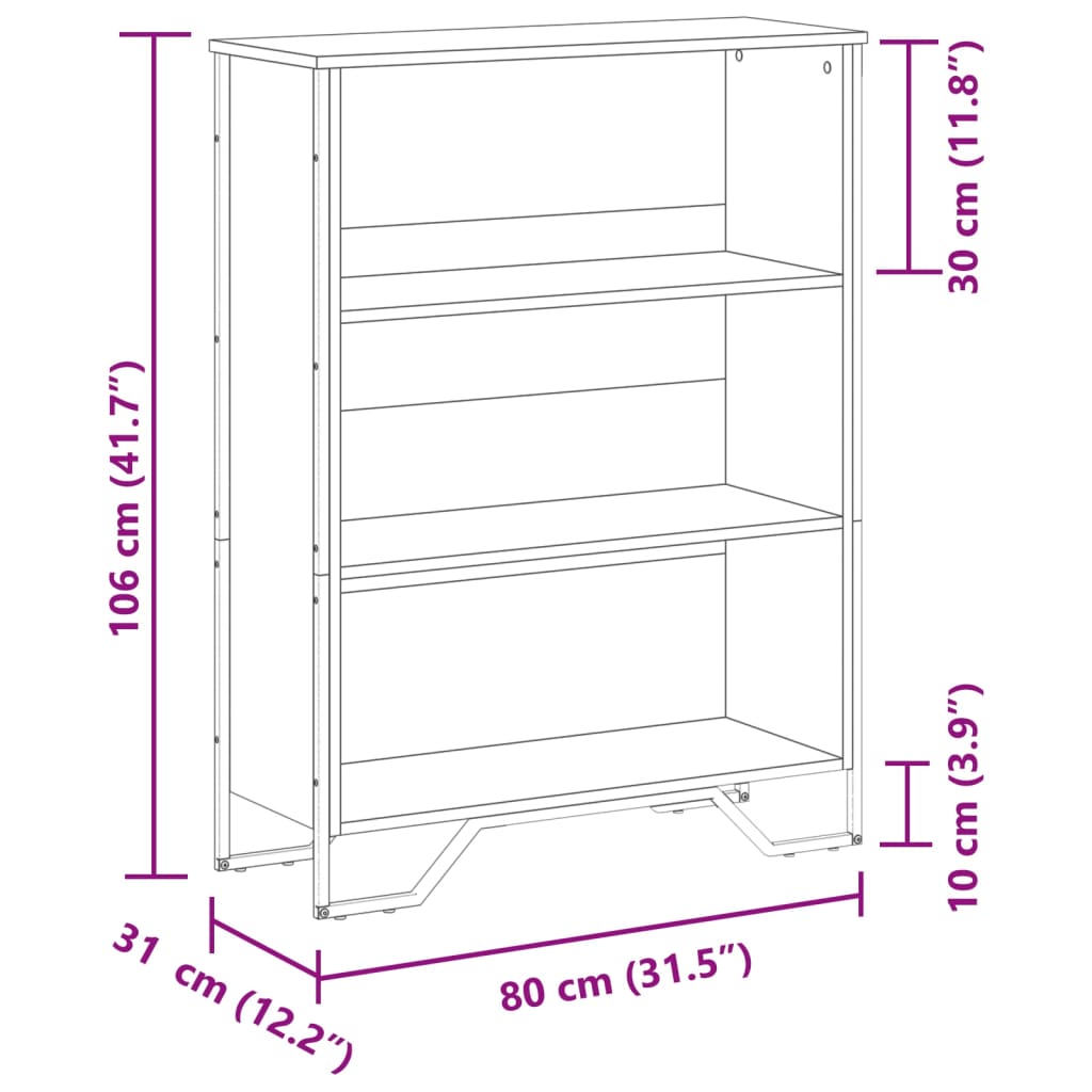 Bücherregal Schwarz 80x31x106 cm Holzwerkstoff