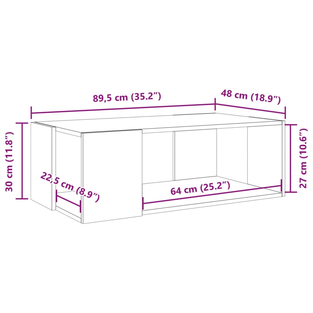 Sofabord Hvid 89,5x48x30 cm Træ Materiale