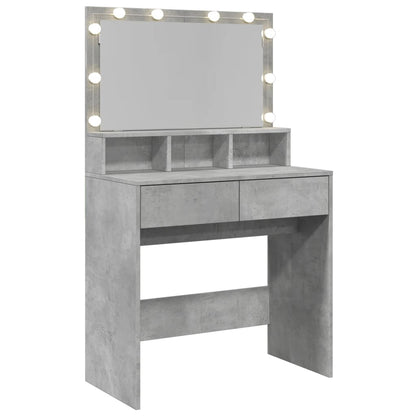 Schminktisch mit LED-Beleuchtung Betongrau 80x41x134,5 cm