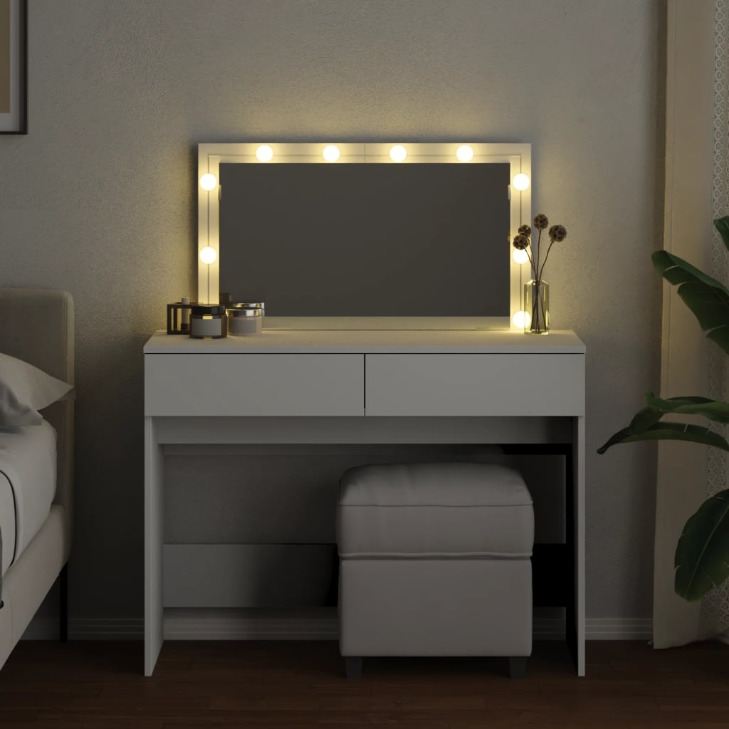 Schminktisch mit LED-Beleuchtung Weiß 100x40x120 cm