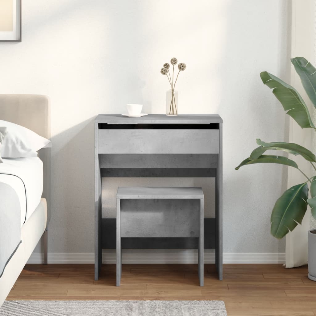 Schminktisch mit Hocker Betongrau 60x40x113,5 cm