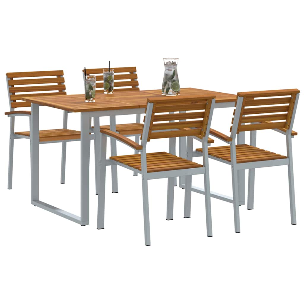 Garten Essgruppe 5 pcs Grau und Braun Akazie Massivholz